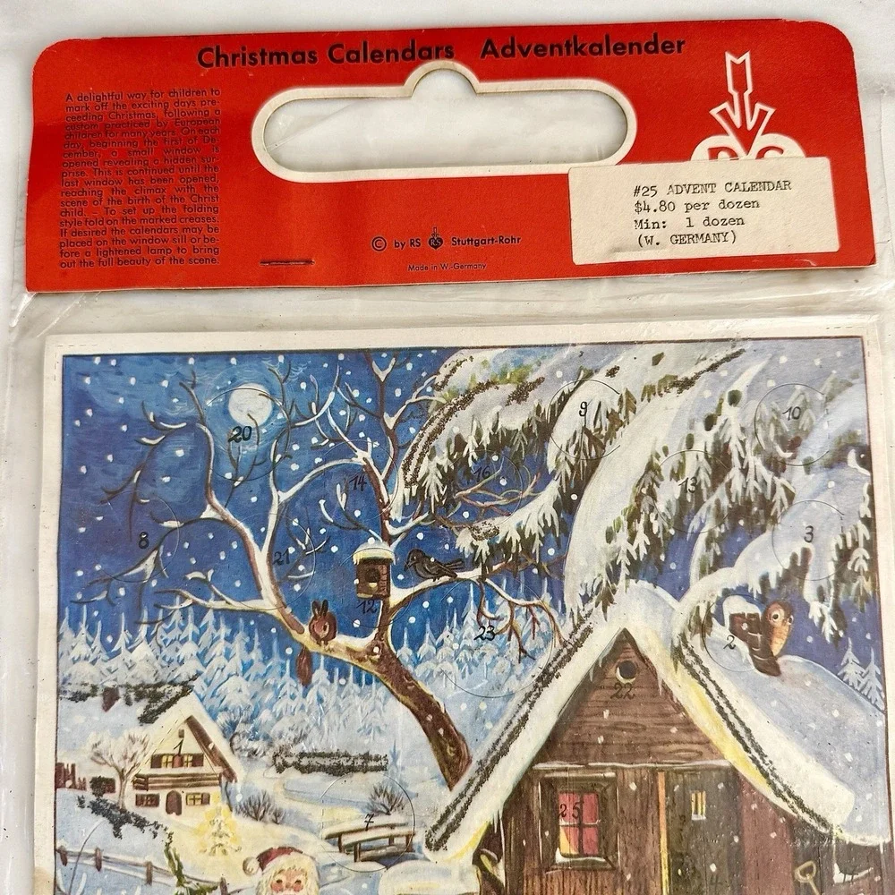 VTG Christmas‎ Advent Calendar RS Stuttgart Rohr West Germany Glitter New Nr 25